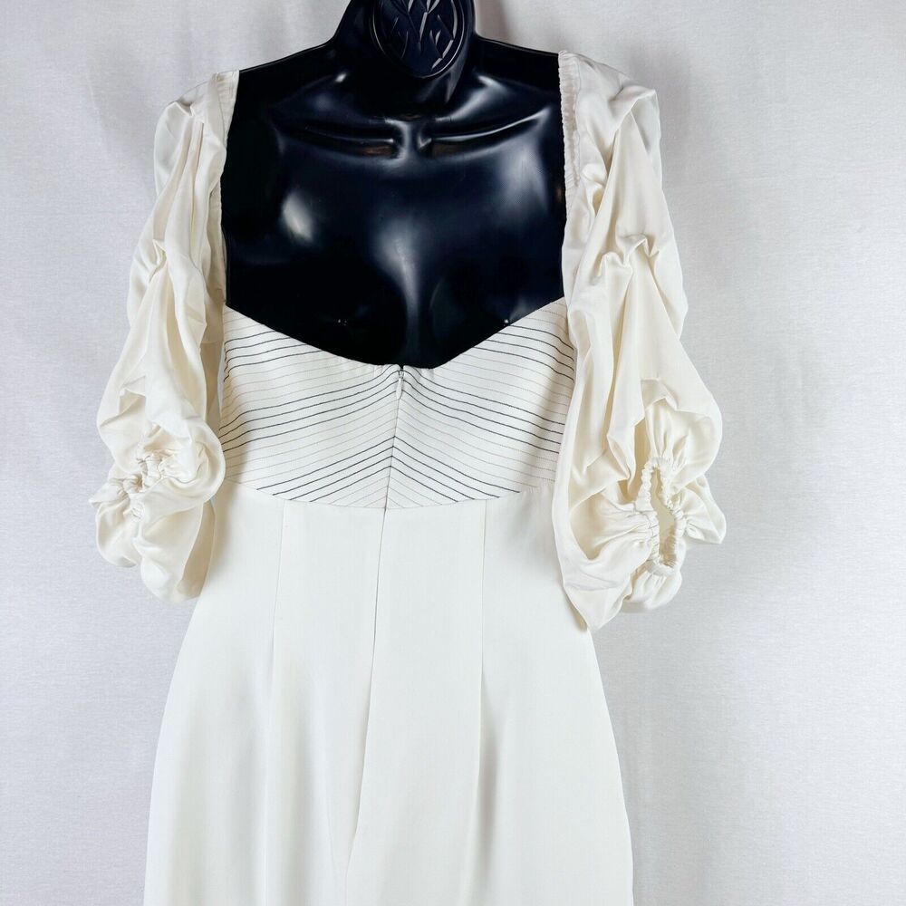Alexis Zuki White Off Shoulder Puff Sleeve High Low Midi Dress Small - Picture 6 of 8